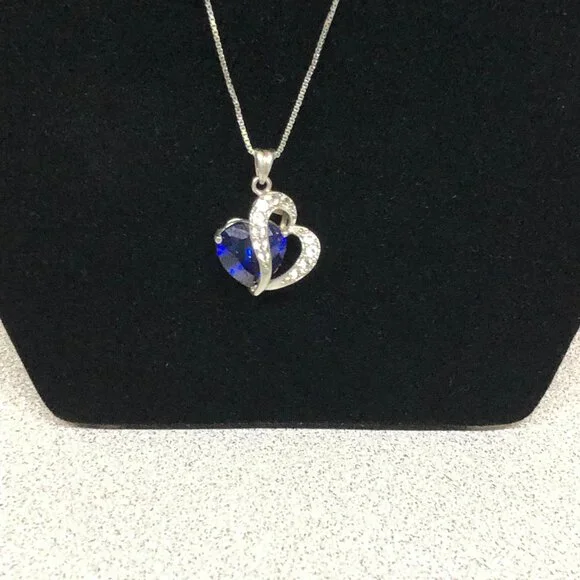 925 Blue Stone Necklace ** - Picture 3 of 5